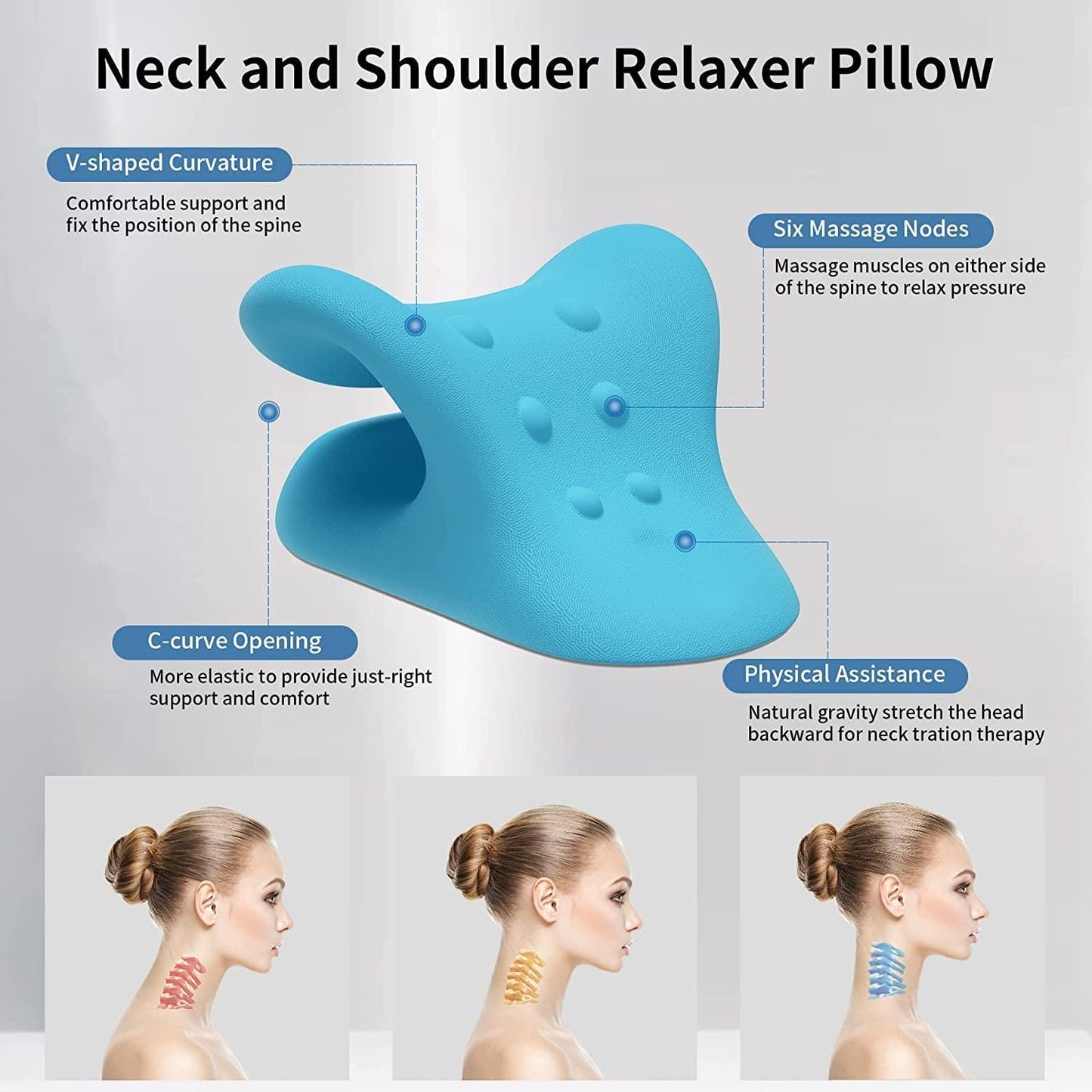 Cervical Pillow for Neck & Shoulder Pain Chiropractic Acupressure Manual Massage Medical Grade Material Recommended by Orthopaedics