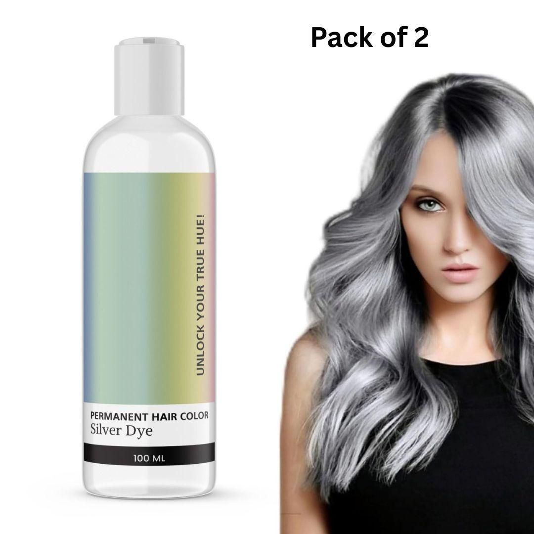 Permanent Hair Color Silver Dye Pack of 2
