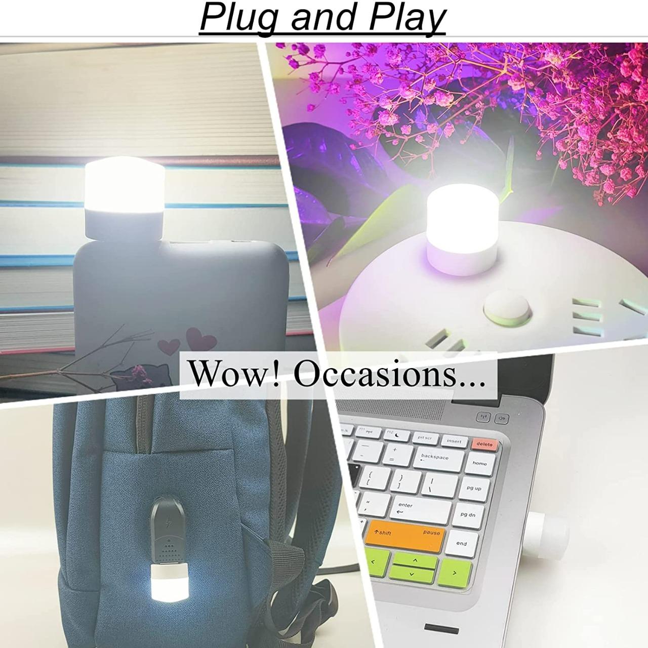 USB Plug and Play Light USB LED Light for Car Bulb, Indoor, Outdoor, Reading, Sleep 4pcs Led Light��(White) ( Pack of 10 )